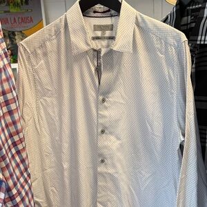 Ted Baker London Light Gray Patterned Button-Down Shirt